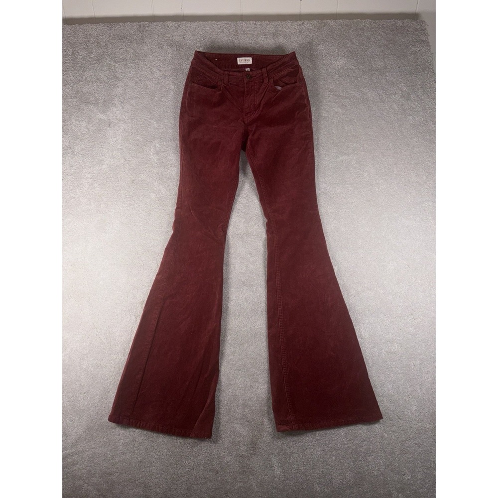 Shyanne Syrah Velvet Flare Pants Crimson Western Bohemian Women's Waist 26